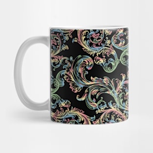 Vintage Ornamental Pastel Floral Pattern - Blue Pink Yellow Green Aqua Mug